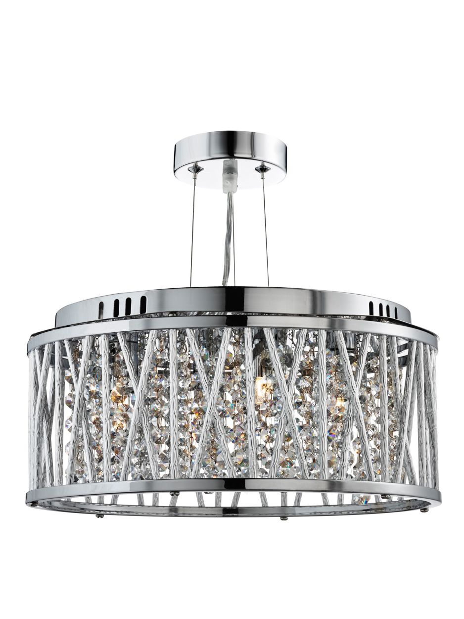 Searchlight Elise 3Lt Hanglamp to Semi Flush Chroom Metaal & Kristal