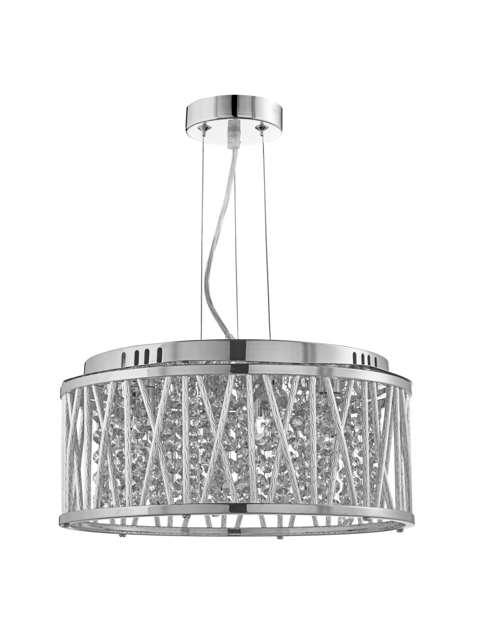 Searchlight Elise 4Lt Hanglamp to Semi Flush Chroom Metaal & Kristal