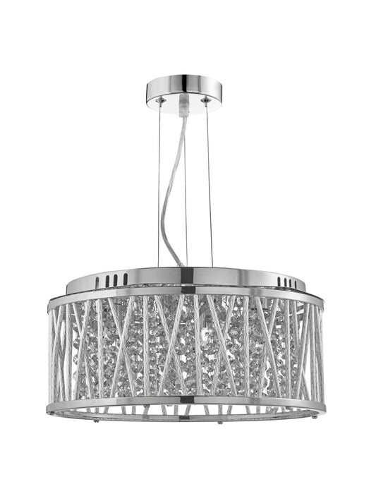 Searchlight Elise 4Lt Hanglamp to Semi Flush Chroom Metaal & Kristal
