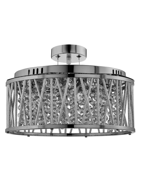 Searchlight Elise 5Lt Hanglamp/Semi Flush Chroom & Kristal