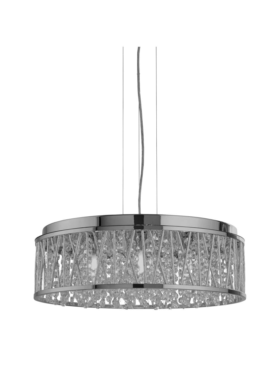 Searchlight Elise 7Lt Hanglamp to Semi Flush Chroom Metaal & Kristal