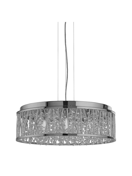 Searchlight Elise 7Lt Hanglamp to Semi Flush Chroom Metaal & Kristal