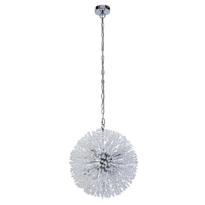 Searchlight Sunburst 7Lt Pendant - Chrome Metal & Glass Beads