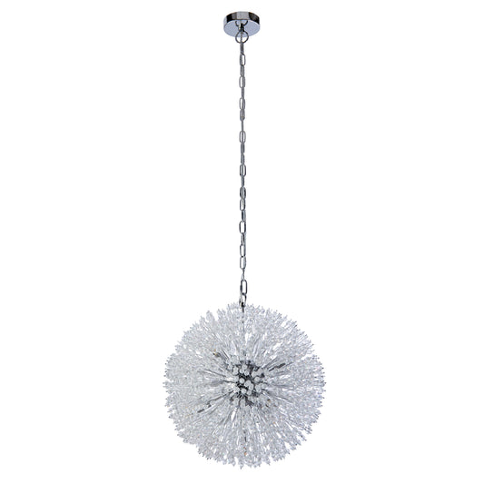 Searchlight Sunburst 7Lt Pendant - Chrome Metal & Glass Beads