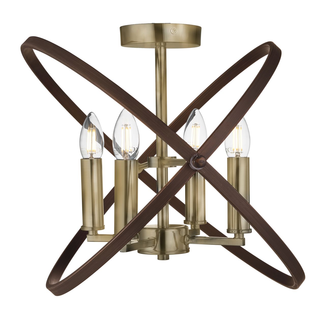 Searchlight Hoopla 4Lt Semi Flush Brons Metaal