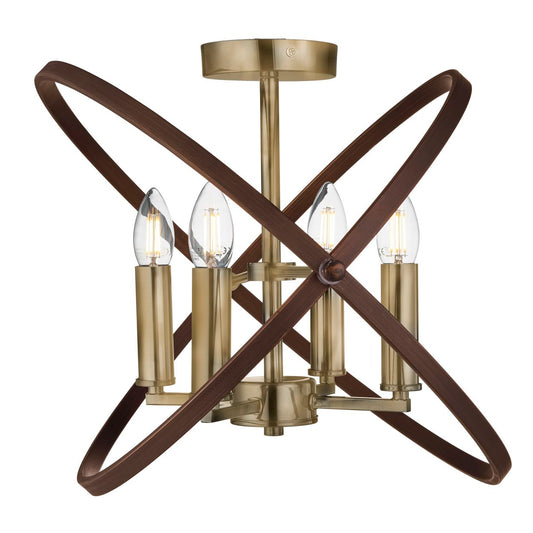 Searchlight Hoopla 4Lt Semi Flush Brons Metaal