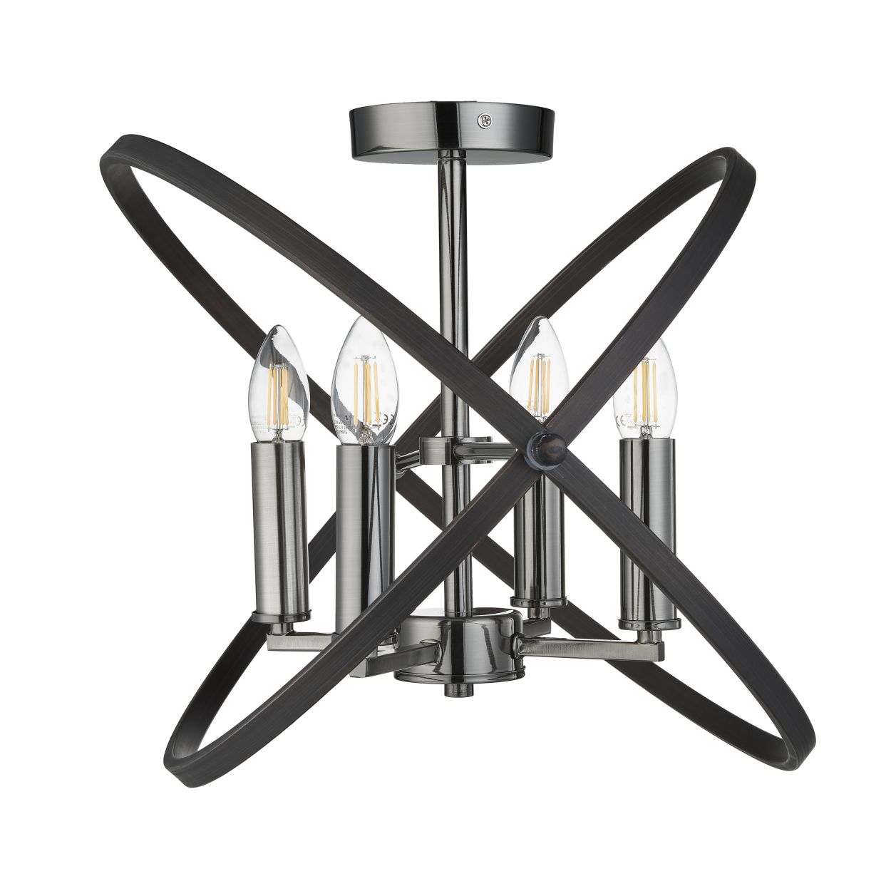 Searchlight Hoopla 4Lt Semi Flush Pewter Metaal
