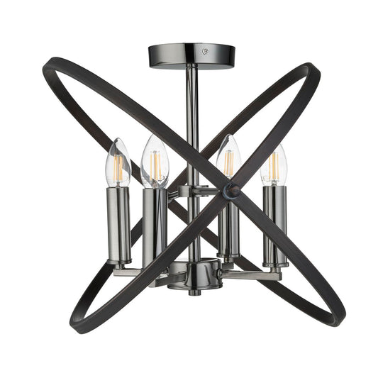 Searchlight Hoopla 4Lt Semi Flush Pewter Metaal