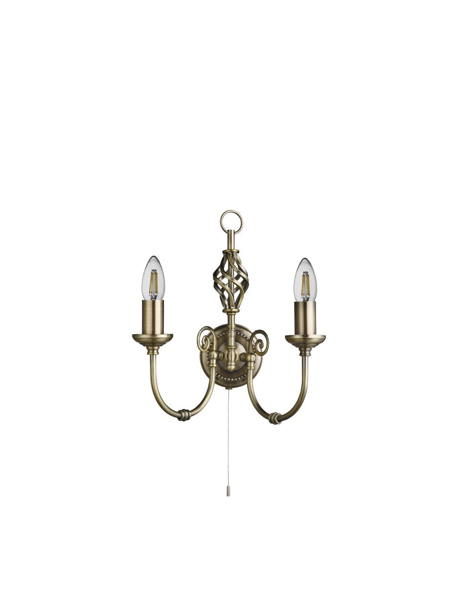 Searchlight Zanzibar 2Lt Wandlamp Antique Messing Metaal