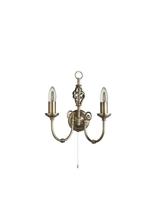 Searchlight Zanzibar 2Lt Wandlamp Antique Messing Metaal