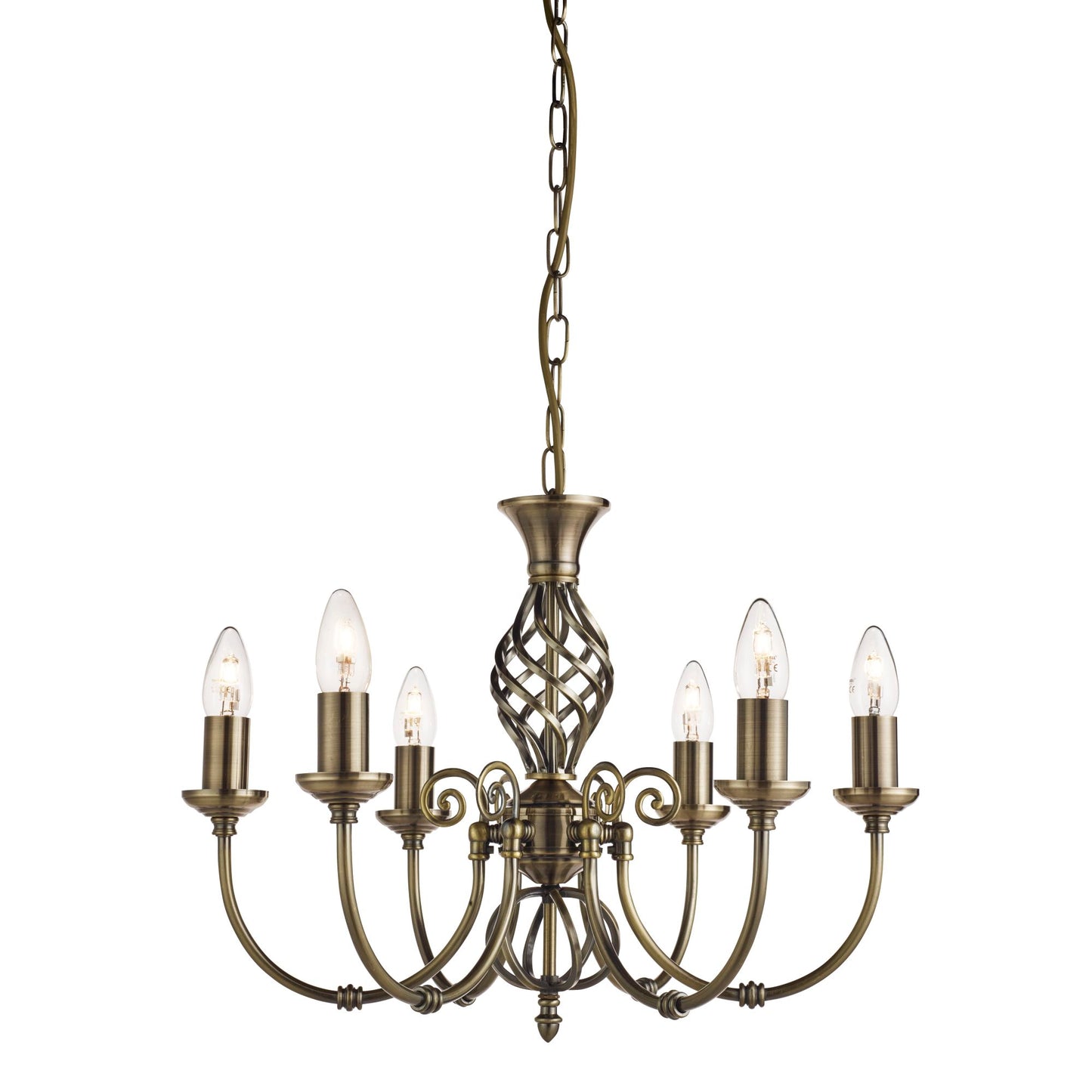 Searchlight Zanzibar 6Lt Pendant - Antique Brass Metal