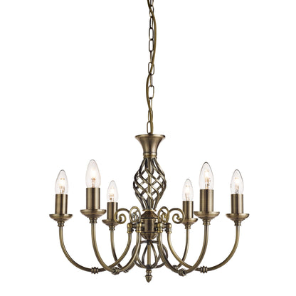 Searchlight Zanzibar 6Lt Pendant - Antique Brass Metal