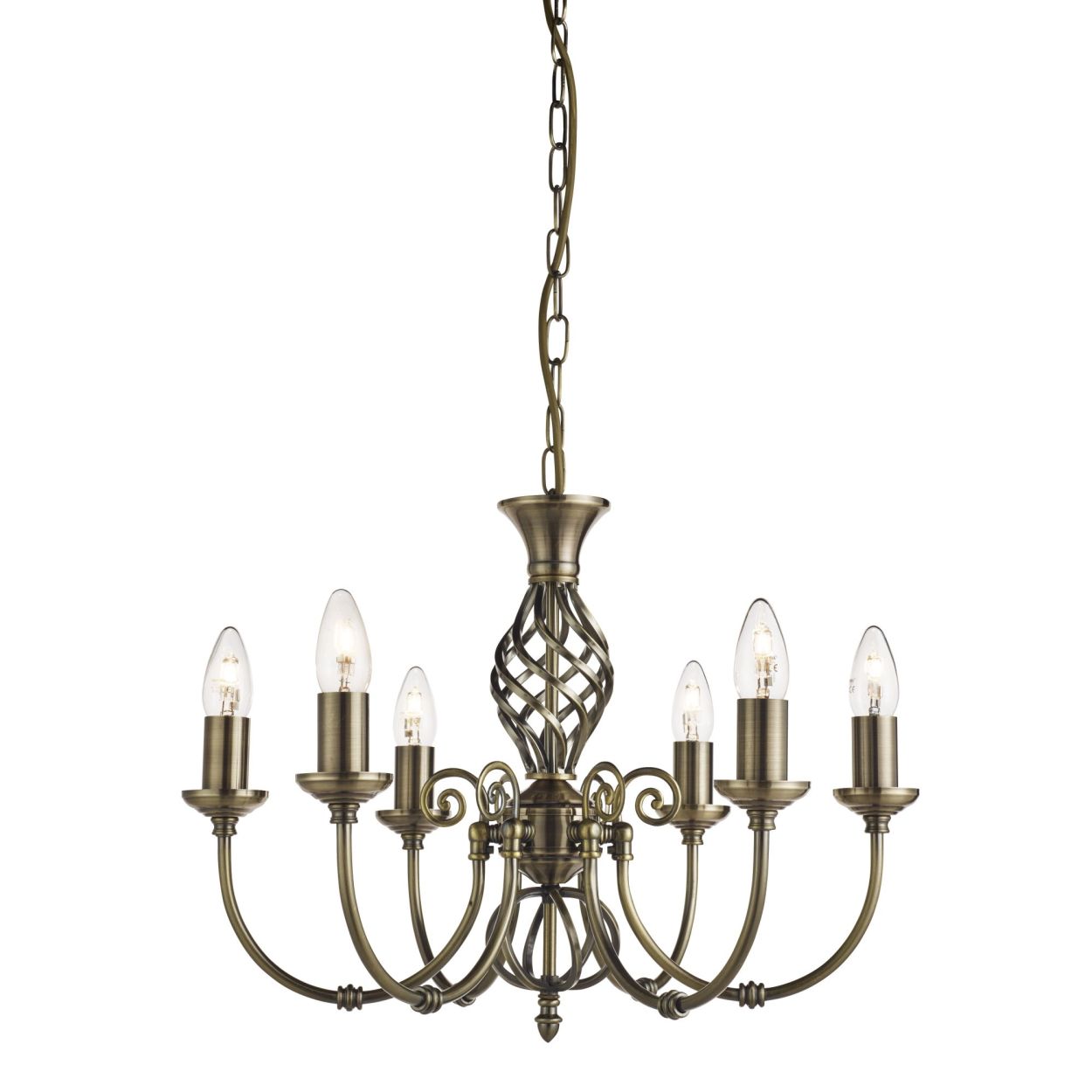 Searchlight Zanzibar 6Lt Hanglamp Antique Messing Metaal