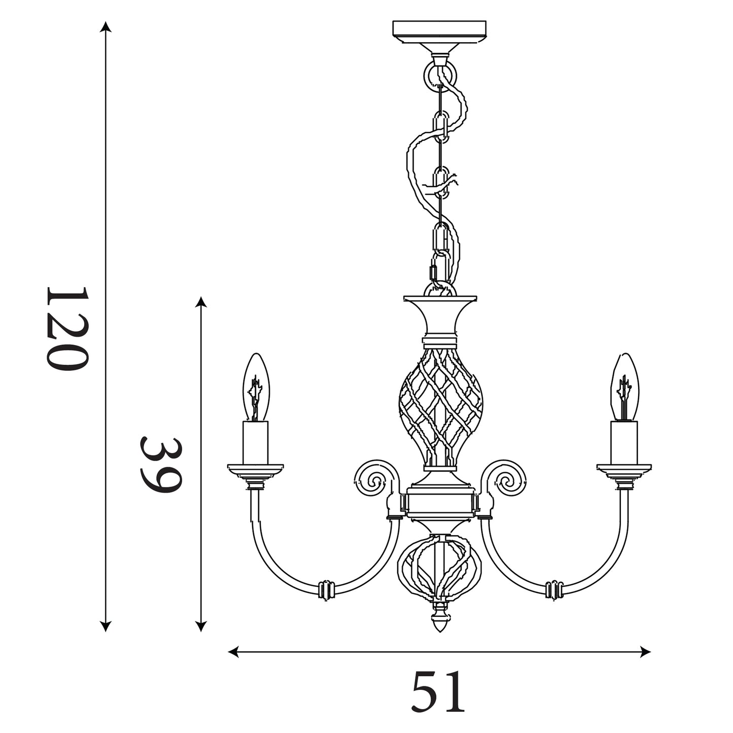 Searchlight Zanzibar 6Lt Pendant - Antique Brass Metal