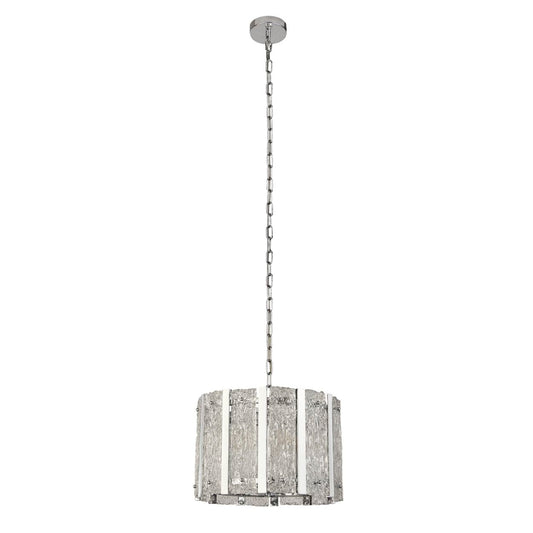 Searchlight Alexandra 5Lt Hanglamp Satin Zilver & Aquatex Glas