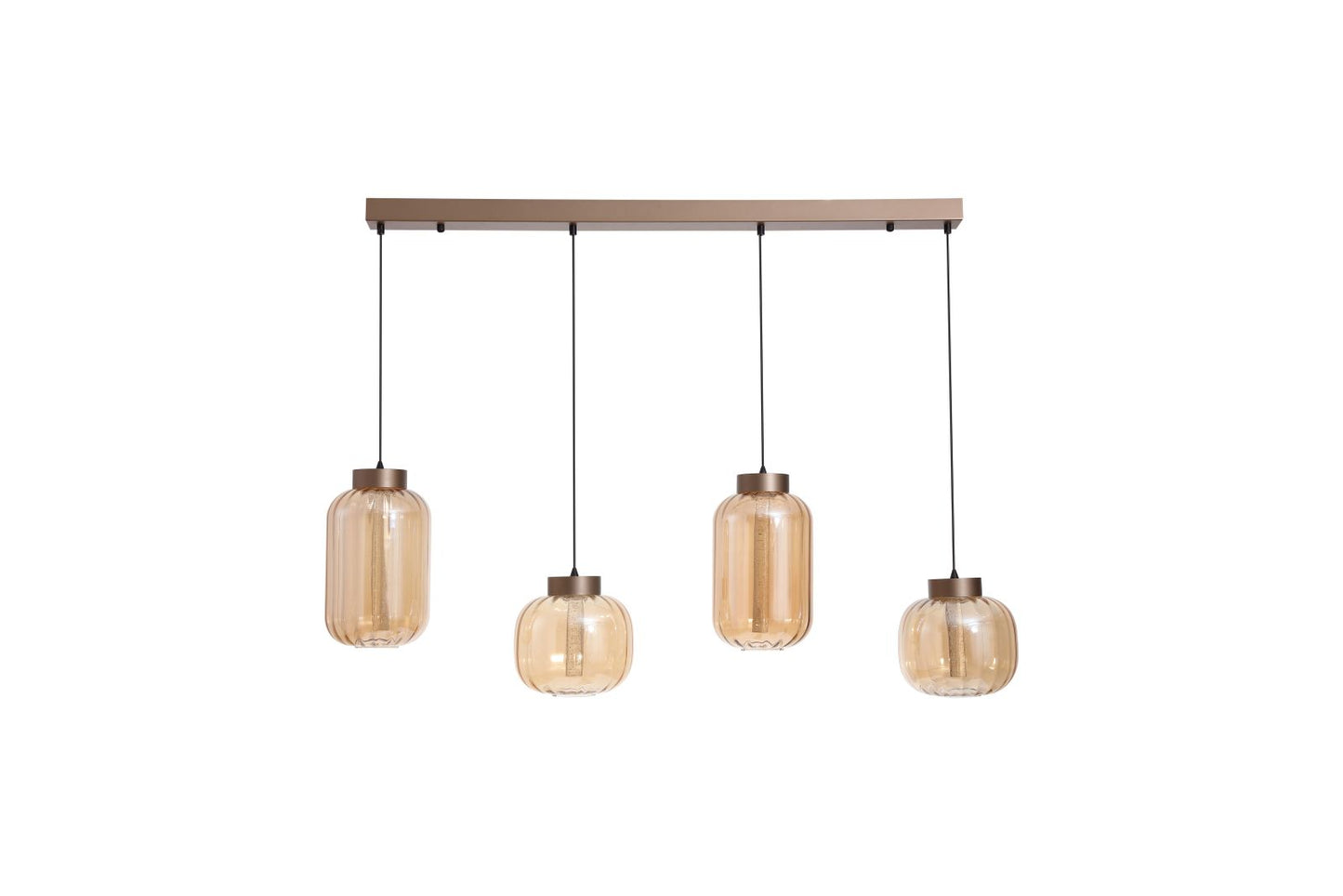 Searchlight Lille LED 4Lt LED Hanglamp, Latte Metaal and Amber Glas