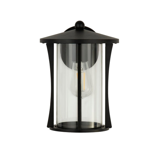 Searchlight Pagoda Buiten Wandlamp Zwart Metaal & Helder Glas