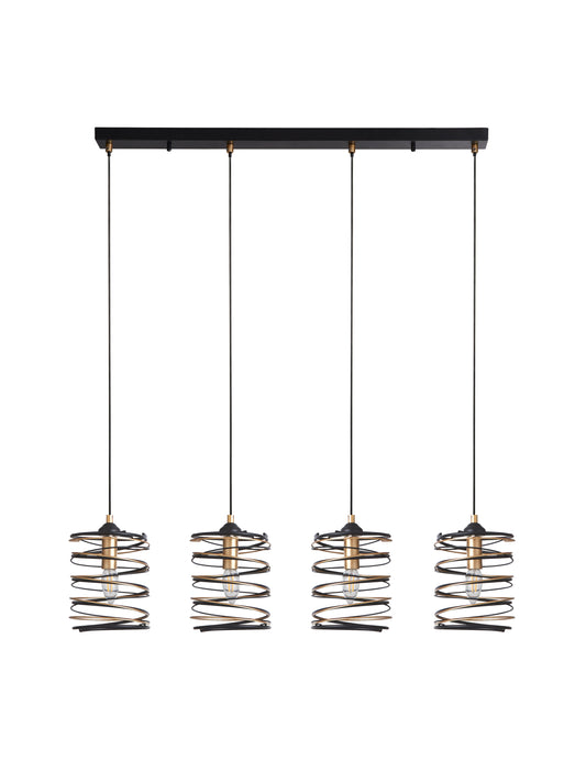 Searchlight Spring 4Lt Bar Pendant - Black Metal & Gold
