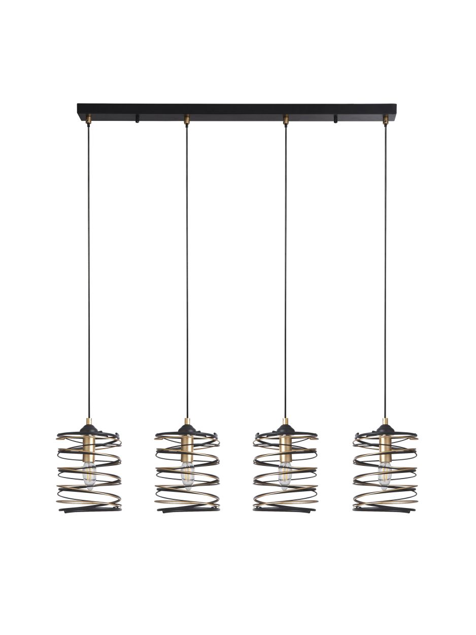 Searchlight Spring 4Lt Bar Hanglamp Zwart Metaal & Goud