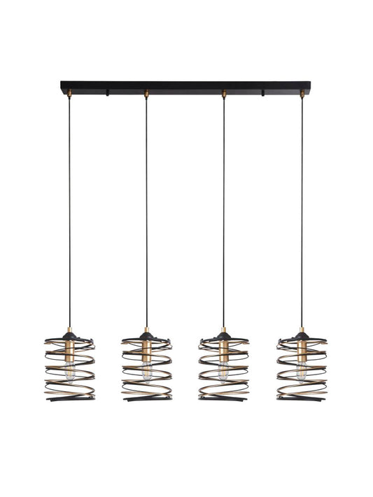 Searchlight Spring 4Lt Bar Hanglamp Zwart Metaal & Goud