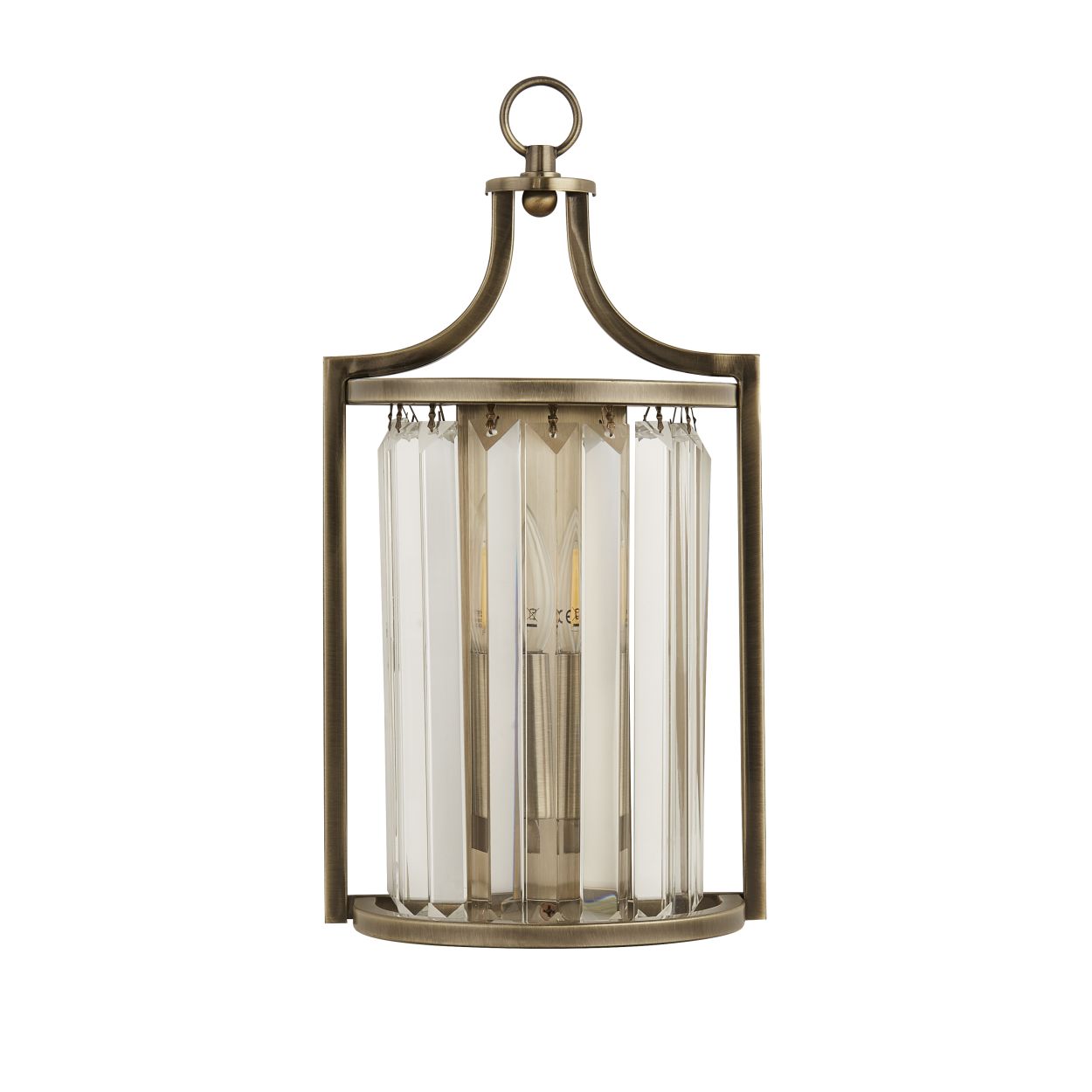 Searchlight Victoria Wandlamp Antique Messing Metaal & Helder Kristal