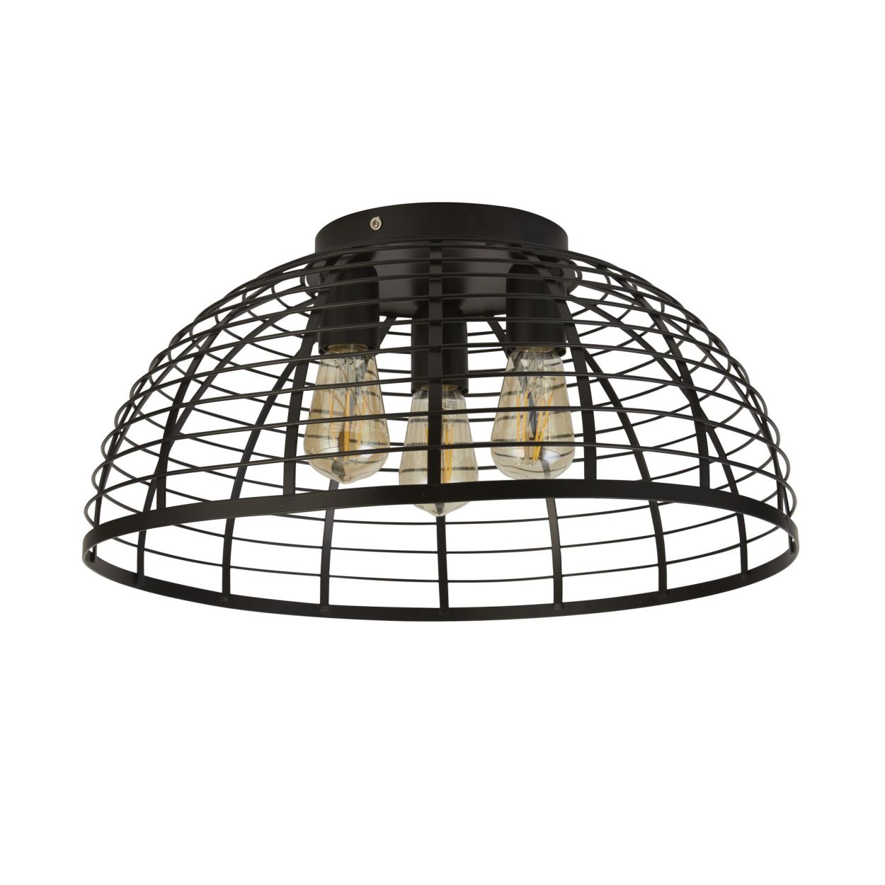 Searchlight Vision Cage 3Lt Flush Mat Zwart Metaal