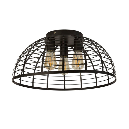 Searchlight Vision Cage 3Lt Flush Mat Zwart Metaal