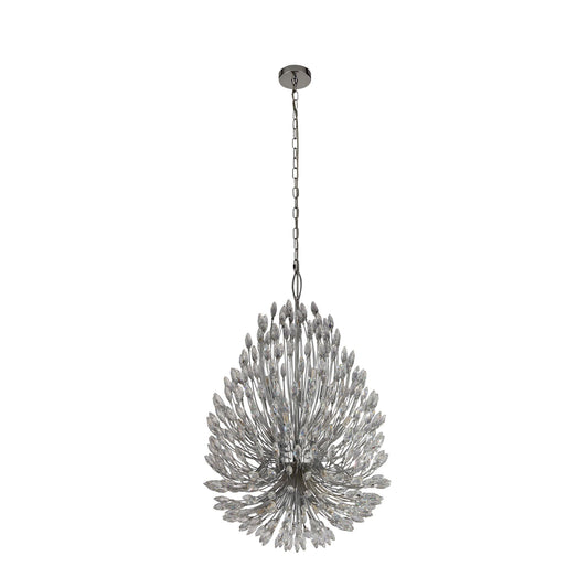 Searchlight Peacock 20Lt Pendant - Chrome Metal & Crystal