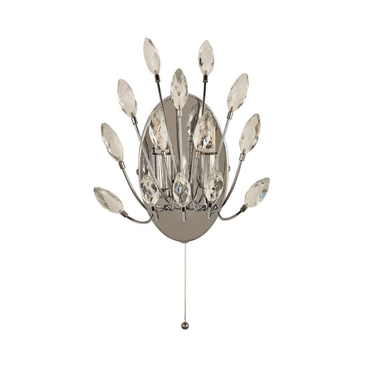 Searchlight Peacock 2Lt Wandlamp Chroom Metaal & Kristal