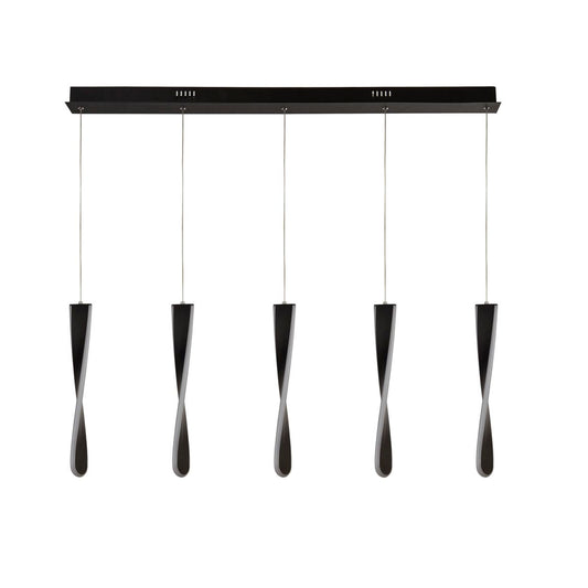 Searchlight Paddle 5Lt Bar Hanglamp Zwart Metaal & Opal Silicon
