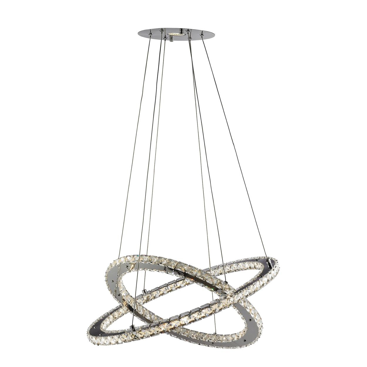 Searchlight Clover 2Lt LED Ring Hanglamp Chroom & Helder Glas