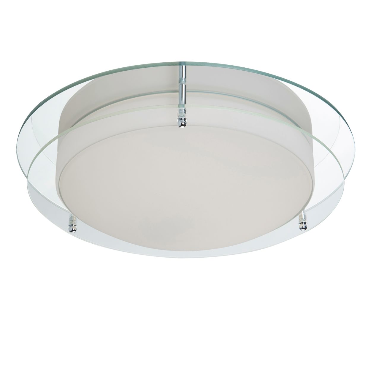 Searchlight Limerick Flush Chroom, Mirror, Opal Glas, IP44