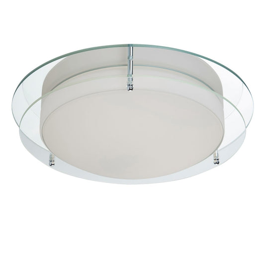 Searchlight Limerick Flush Chroom, Mirror, Opal Glas, IP44