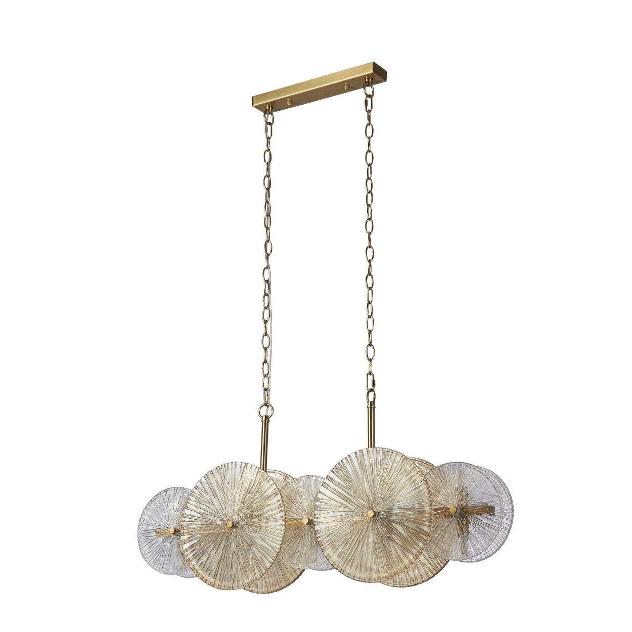 Searchlight Wagon Wheel 10Lt Bar Hanglamp Brons Metaal,Helder/Amber Glas