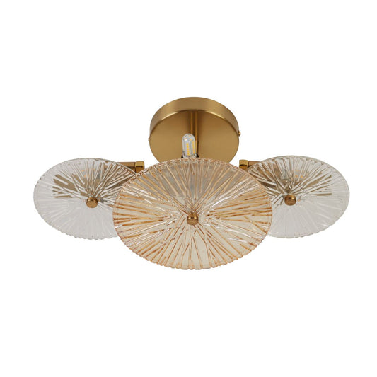 Searchlight Wagon Wheel 6Lt Wall/Flush Brons Metaal, Helder, Amber Glas