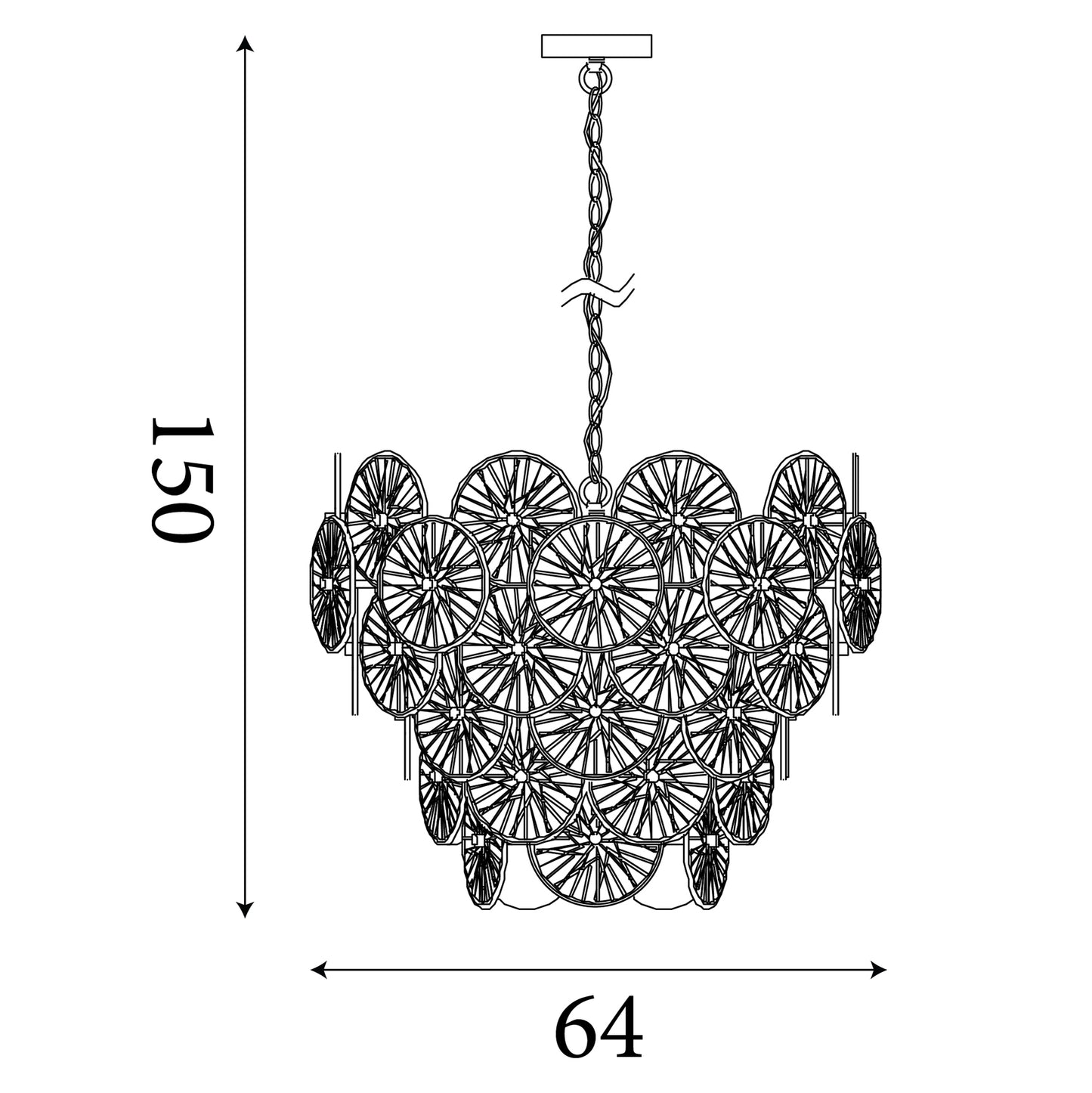 Searchlight Wagon Wheel 9Lt Pendant - Bronze Metal, Clear & Amber Glass