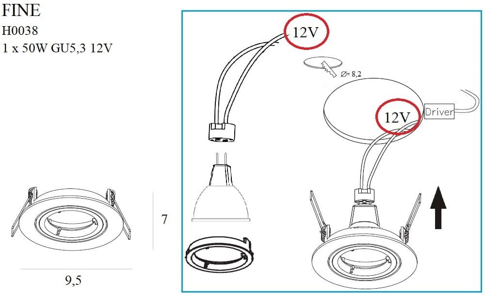 Maxlight H0038 Recessed Fine Rond Chroom