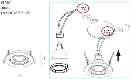 Maxlight H0038 Recessed Fine Rond Chroom