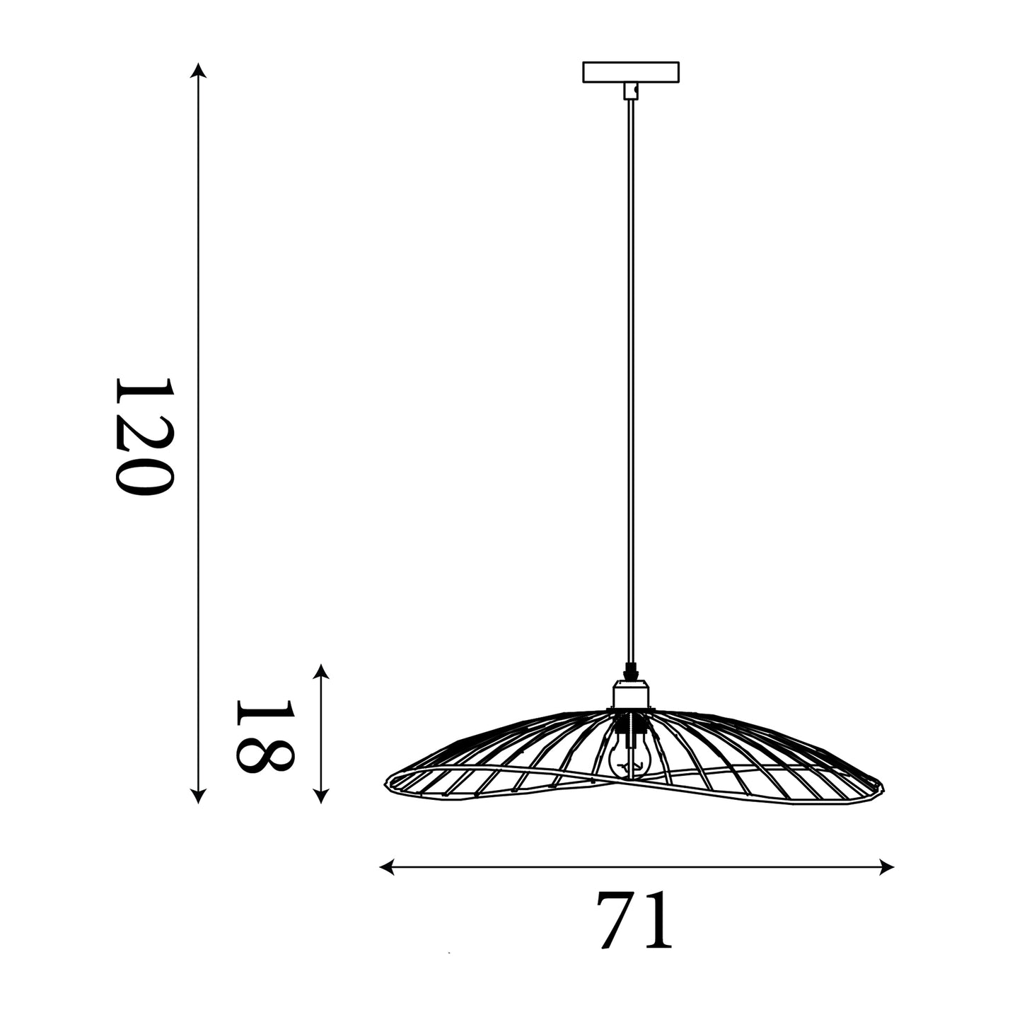Searchlight Wave Pendant Convertible to Flush - Black Metal