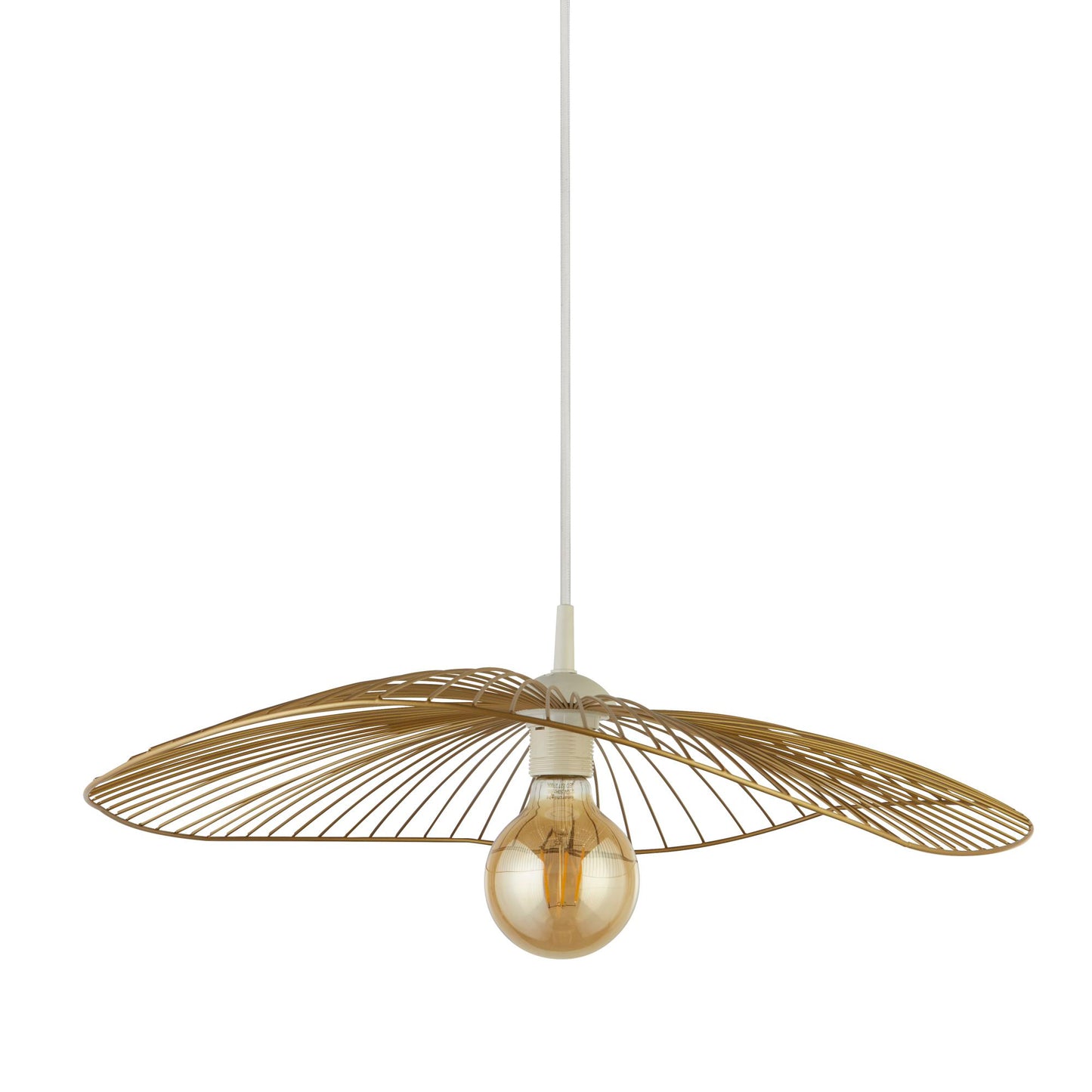 Searchlight Wave Pendant Convertible to Flush - Black & Gold Metal