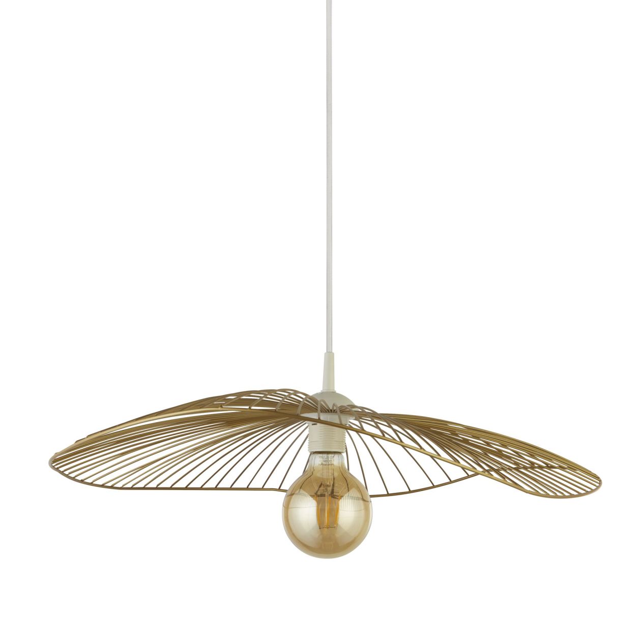 Searchlight Wave Hanglamp Convertible to Flush Zwart & Goud Metaal