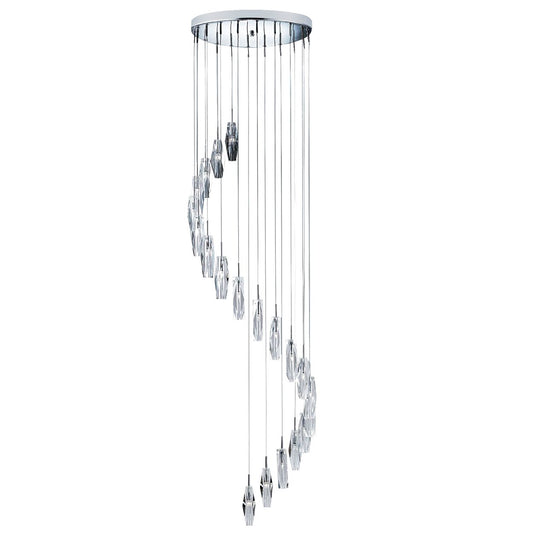 Searchlight Sculptured Ice 20Lt Multi Drop Hanglamp Chroom, Helder Kristal