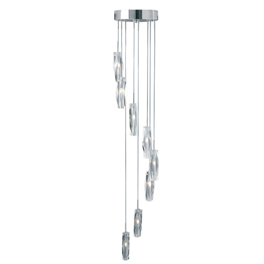 Searchlight Sculptured Ice Multi-Drop Pendant - Chrome & Glass