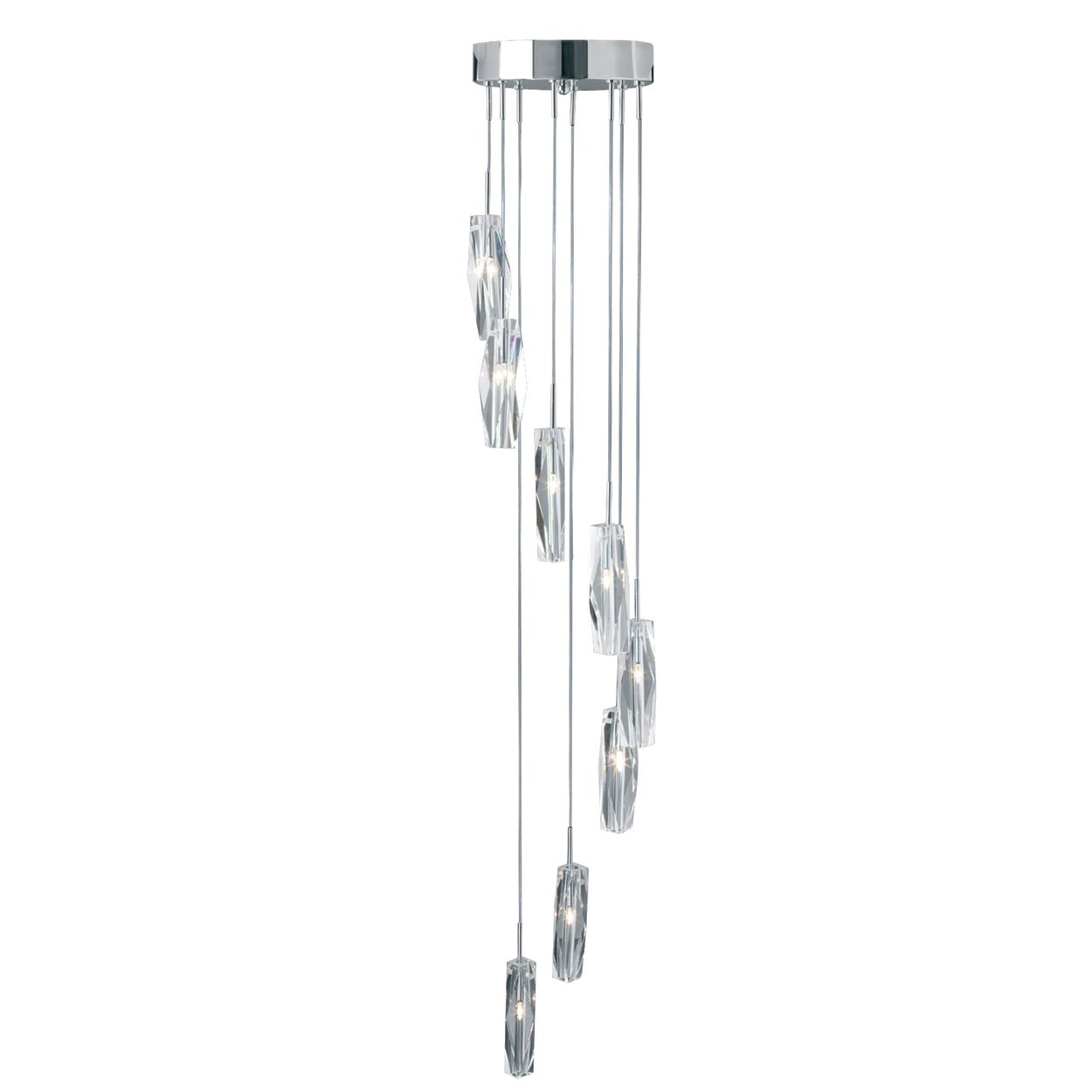Searchlight Sculptured Ice Multi Drop Hanglamp Chroom & Glas