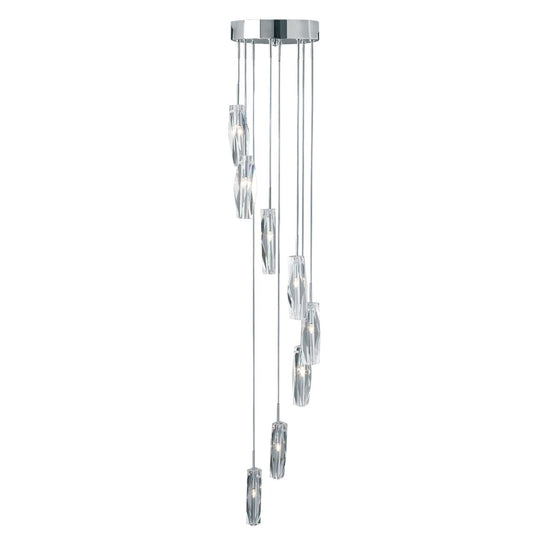 Searchlight Sculptured Ice Multi Drop Hanglamp Chroom & Glas