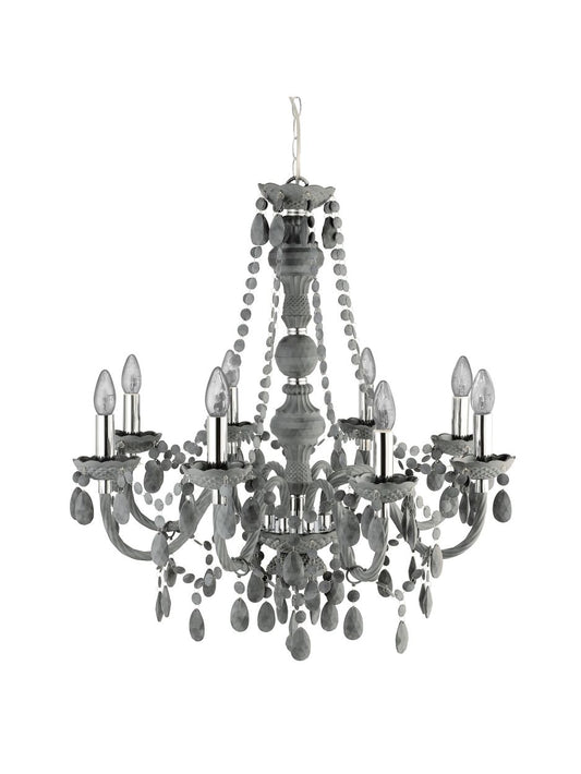 Searchlight Marie Therese 8Lt Hanglamp Grijs Glas & Acryl