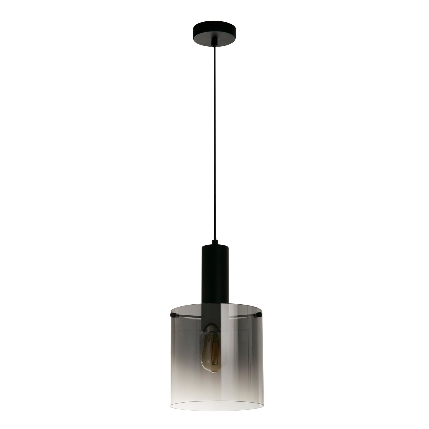 Searchlight Sweden Pendant - Matt Black Metal & Smoked Ombre Glass