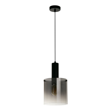 Searchlight Sweden Pendant - Matt Black Metal & Smoked Ombre Glass