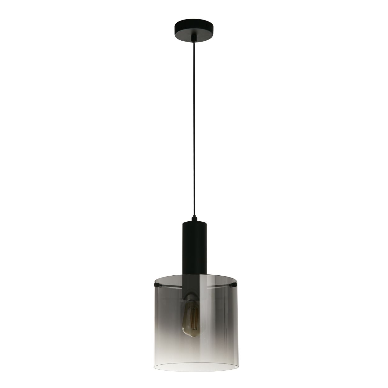 Searchlight Sweden Hanglamp Mat Zwart Metaal & Smoked Ombre Glas