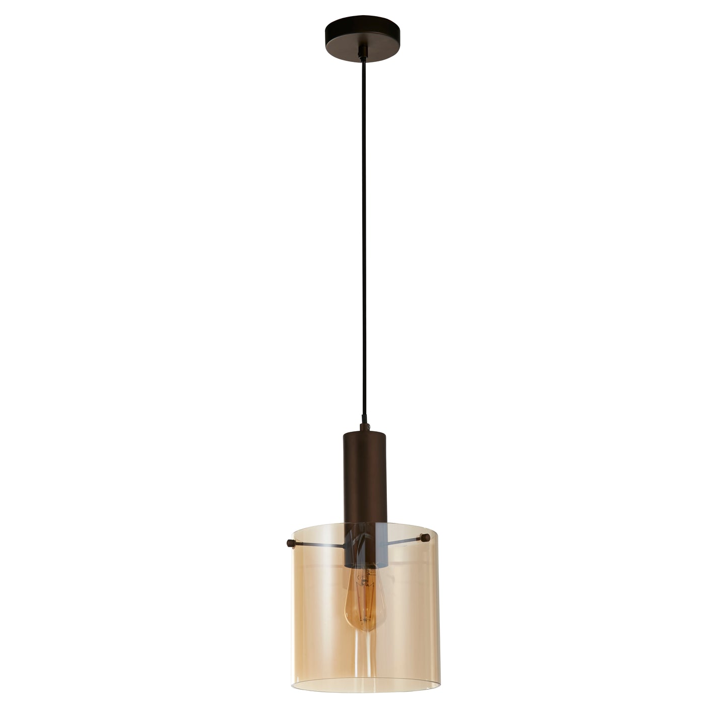 Searchlight Sweden Pendant - Mocha Metal & Amber Glass